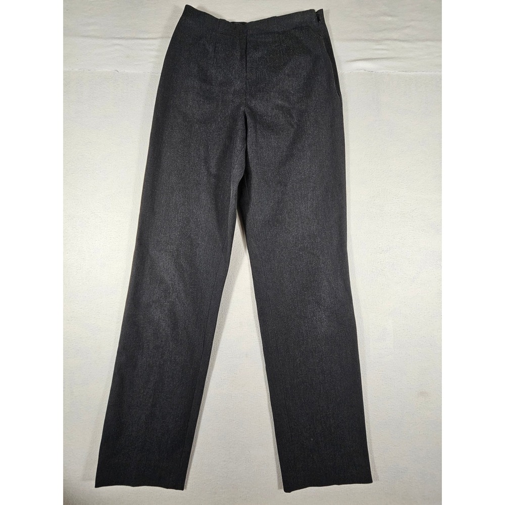 Eddie Bauer Women Charcoal Gray Stretch Straight Leg Dress Pants Side Zip Size 4